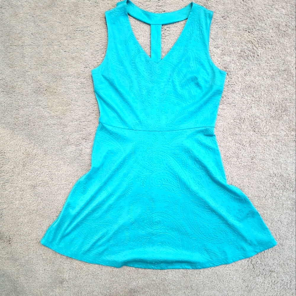 Turquoise Paisley Geometric Summer Sleeveless Skater Dress